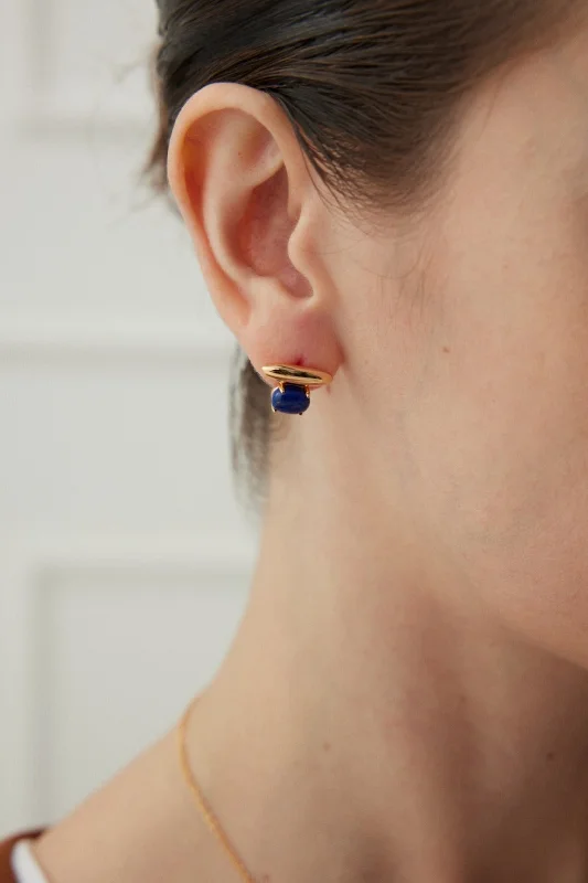 Best hoop earrings with hammered gold for a rustic yet elegant look-Lapis Lazuli / Malachite Minimalist Earrings