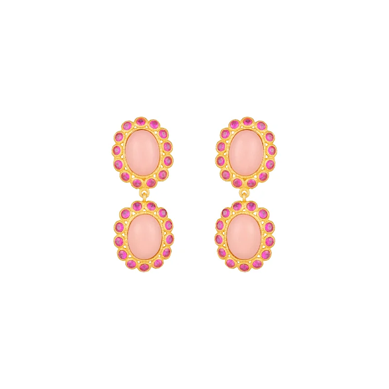 Best hoop earrings with gemstone accents for a colorful and elegant appearance-Ada Earrings Pink Coral & Pink Crystal