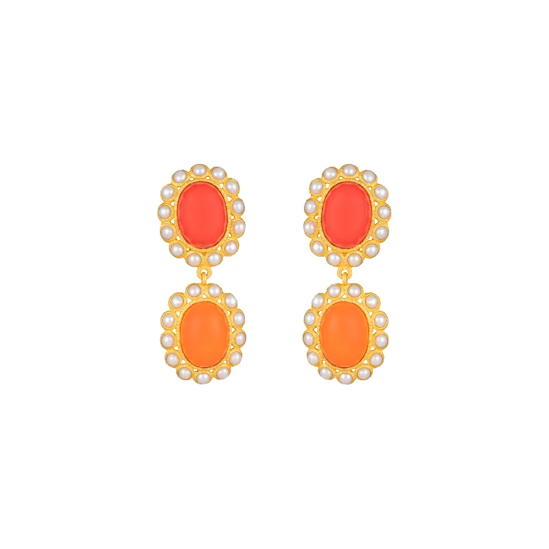 Hoop earrings with a matte finish for a sleek and sophisticated appearance-Ada Earrings Red & Orange Coral