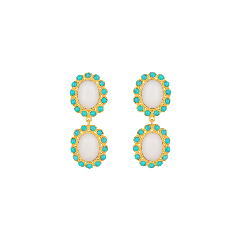 Hoop earrings with satin finishes for a smooth and elegant appearance-Ada Earrings White Stone & Turquoise