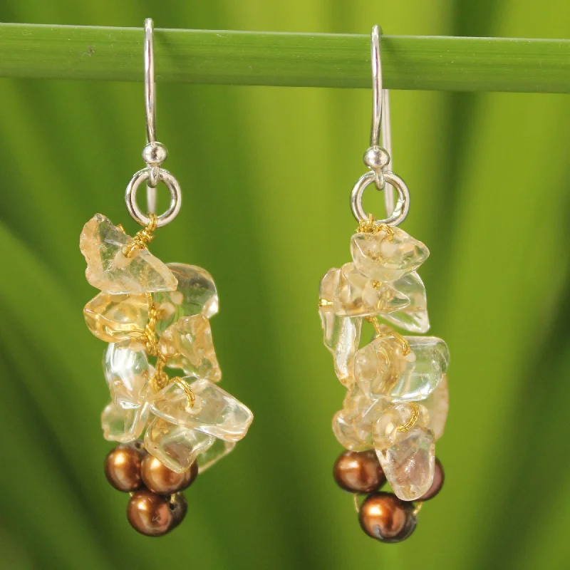 Hoop earrings with spiral designs for a dynamic and fluid look-Afternoon Light Citrine Beaded Earrings