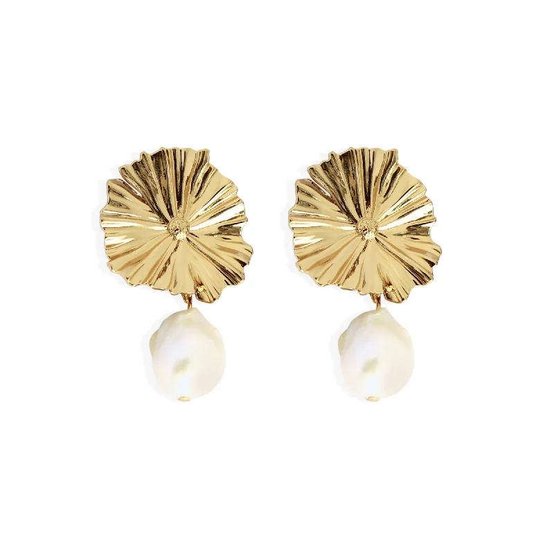 Best hoop earrings with snake chain details for a sleek and modern touch-AMARY PEARL Earrings - Gold