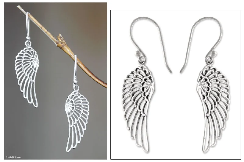 Best hoop earrings with matte finish for a sophisticated, understated design-Angelic Sterling Silver Dangle Earrings