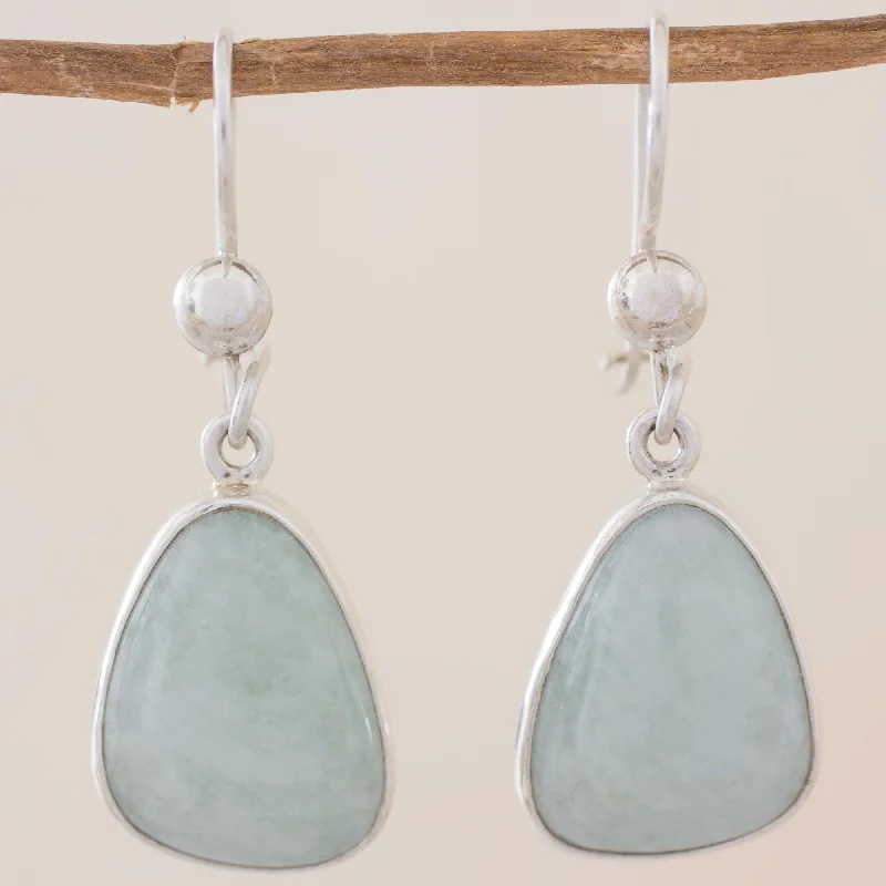 Hoop earrings with floral motifs for a feminine and nature-inspired look-Apple Green Jade & Silver Dangle Earrings