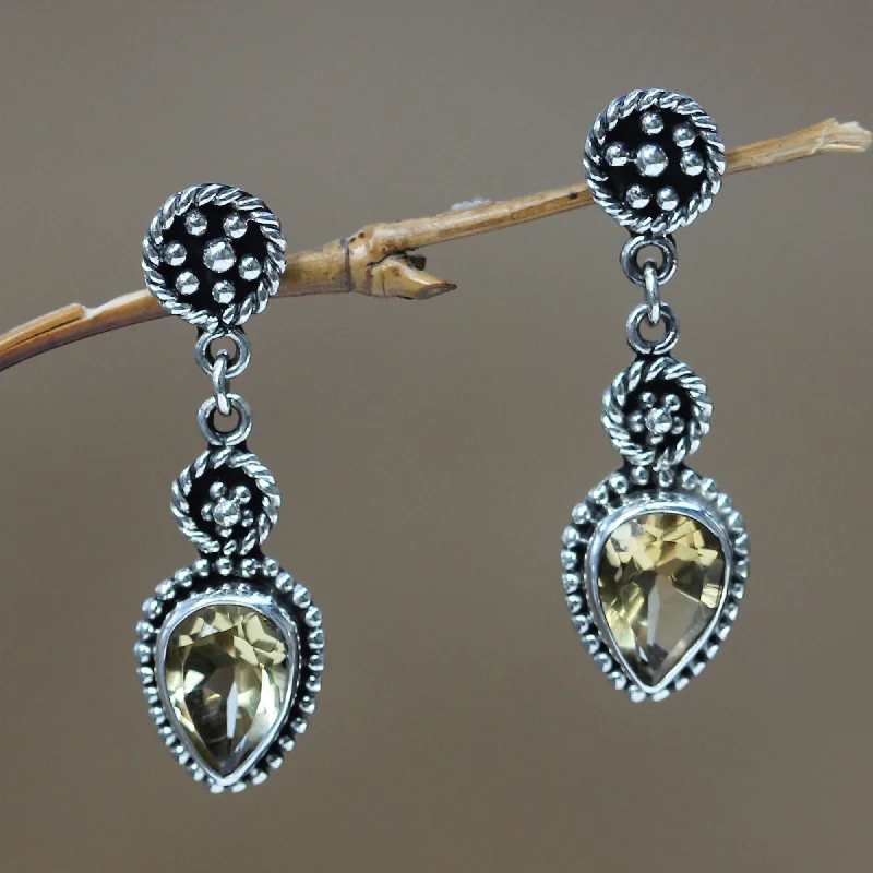 Best hoop earrings with custom designs for a personalized, unique accessory-Balinese Jackfruit Citrine Sterling Silver Earrings