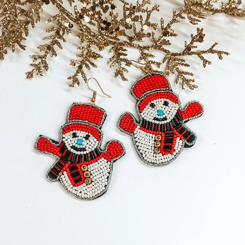 Best hoop earrings with snake chain details for a sleek and modern touch-Beaded Snowman Earrings