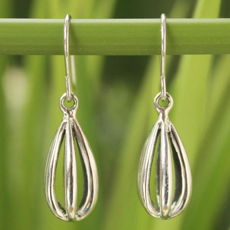 Hoop earrings with infinity loop designs for a continuous and eternal shape-Birdcage Sterling Silver Dangle Earrings