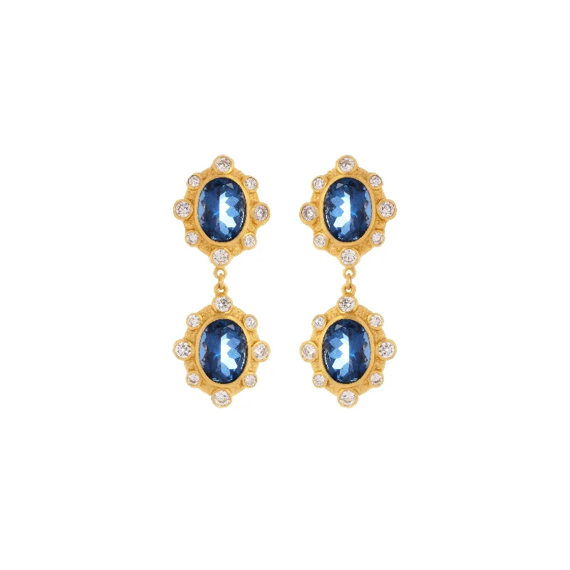 Best hoop earrings with oval shapes for a unique and elongated design-Calypso Earrings Sapphire Quartz & Clear Crystal