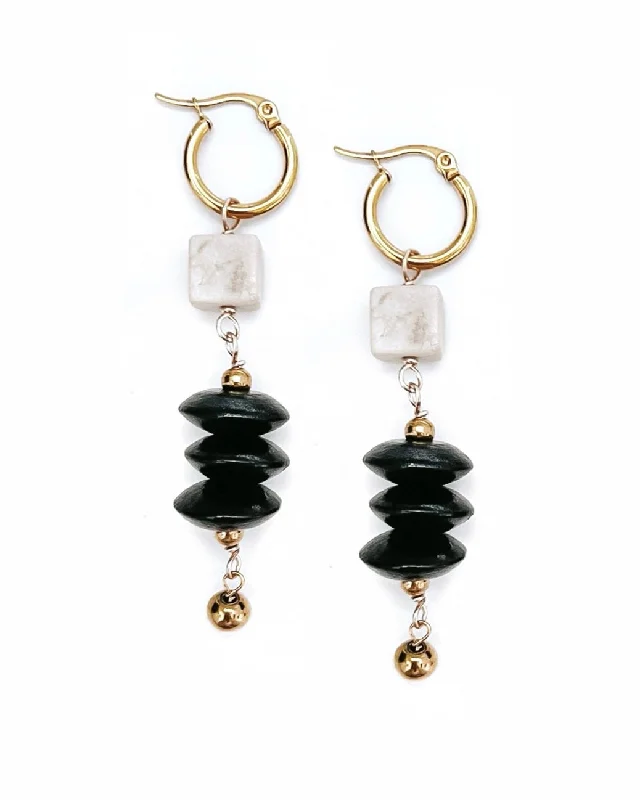 Hoop earrings with textured finishes for a vintage and classic style-Camille Beaded Charm Hoop Earrings