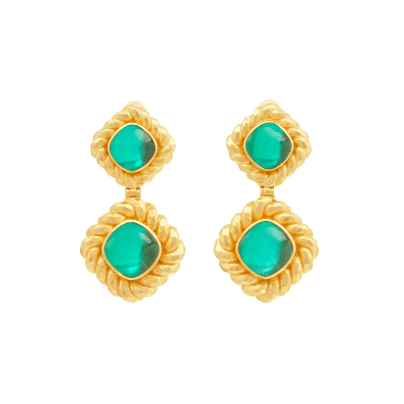 Hoop earrings with open designs for a modern, lighthearted vibe-Carlotta Earrings Emerald Green Quartz