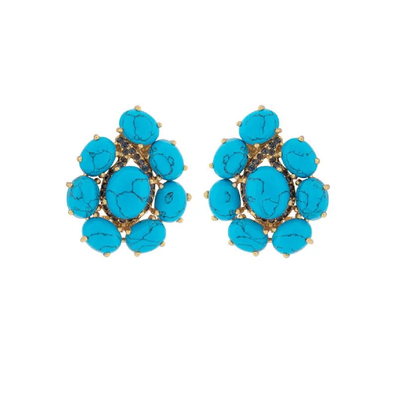 Hoop earrings with pearl accents for a chic and classic style-Carmella Earrings Blue Turquoise & Blue Crystal