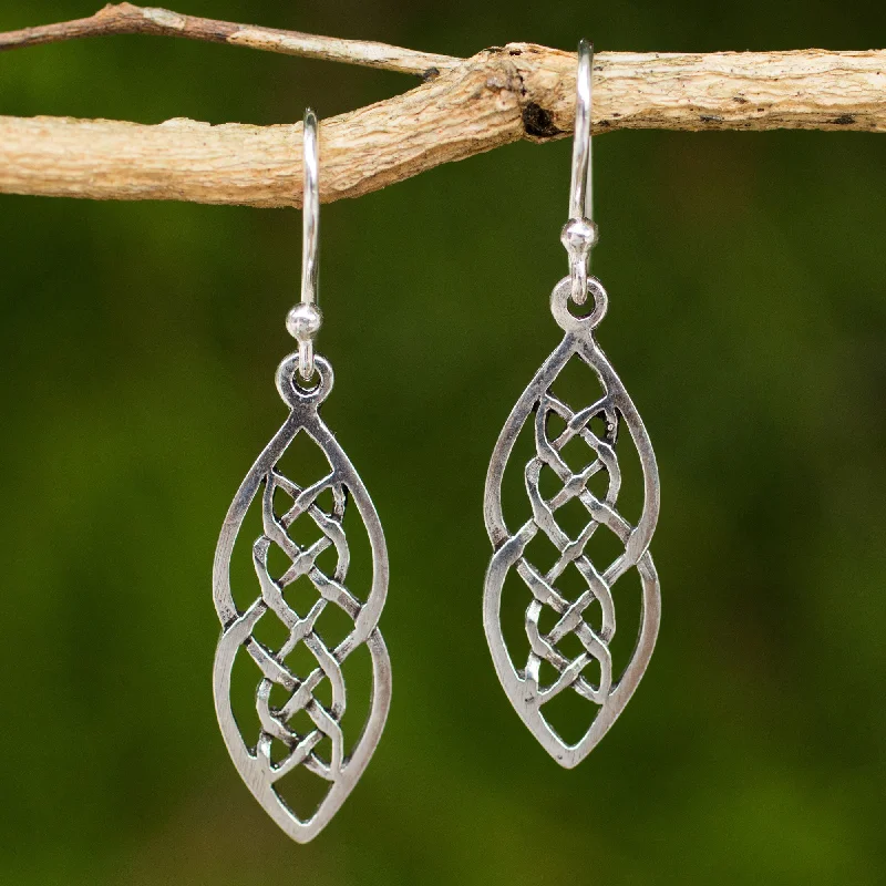 Best hoop earrings with enamel details for a colorful and modern look-Celtic Braid Silver Dangle Earrings