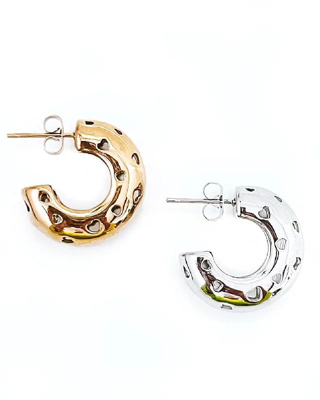 Best hoop earrings with gold for a luxurious and timeless look-Cheryl Heart Hoop Earrings || Choose Color