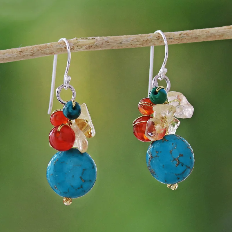 Best hoop earrings with hammered gold for a rustic yet elegant look-Colorful Wonder Multi-Gemstone & Silver Earrings