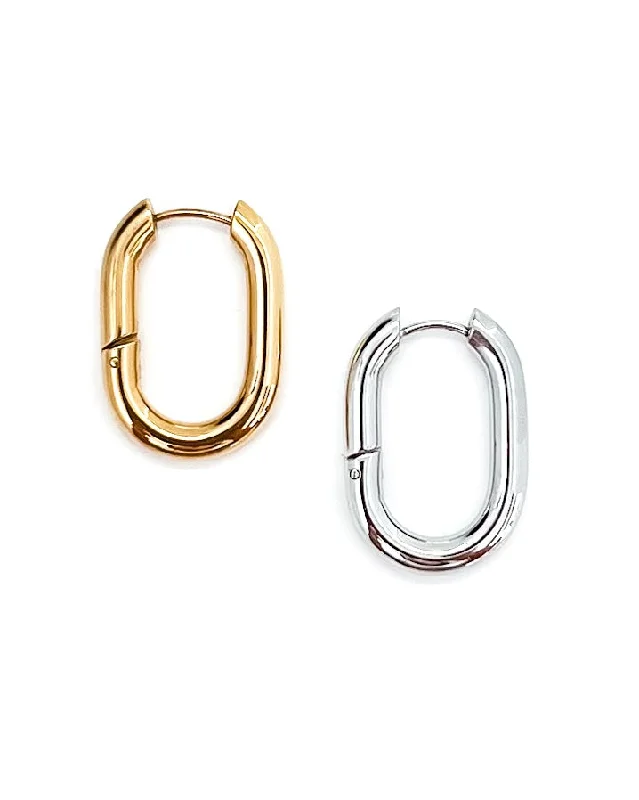 Hoop earrings with gold accents for a warm, elegant statement piece-Eira Oval Hoop Earrings || Choose Color