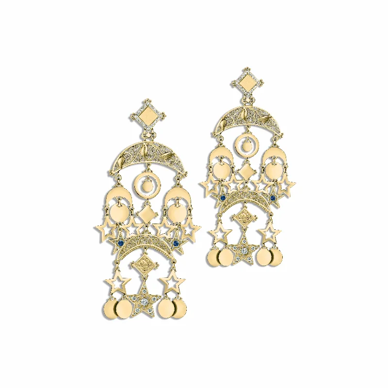 Best hoop earrings with matching bracelets for a coordinated jewelry set-Crescent Chandelier Earrings