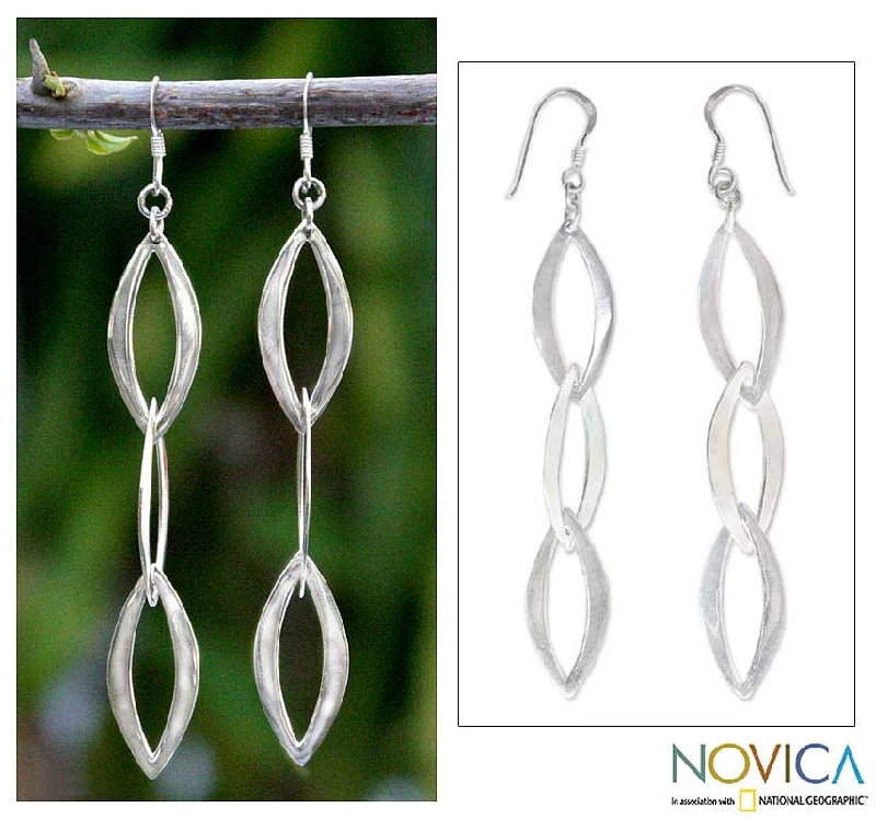 Best hoop earrings with matte finish for a sophisticated, understated design-Dancing Leaves Sterling Silver Dangle Earrings