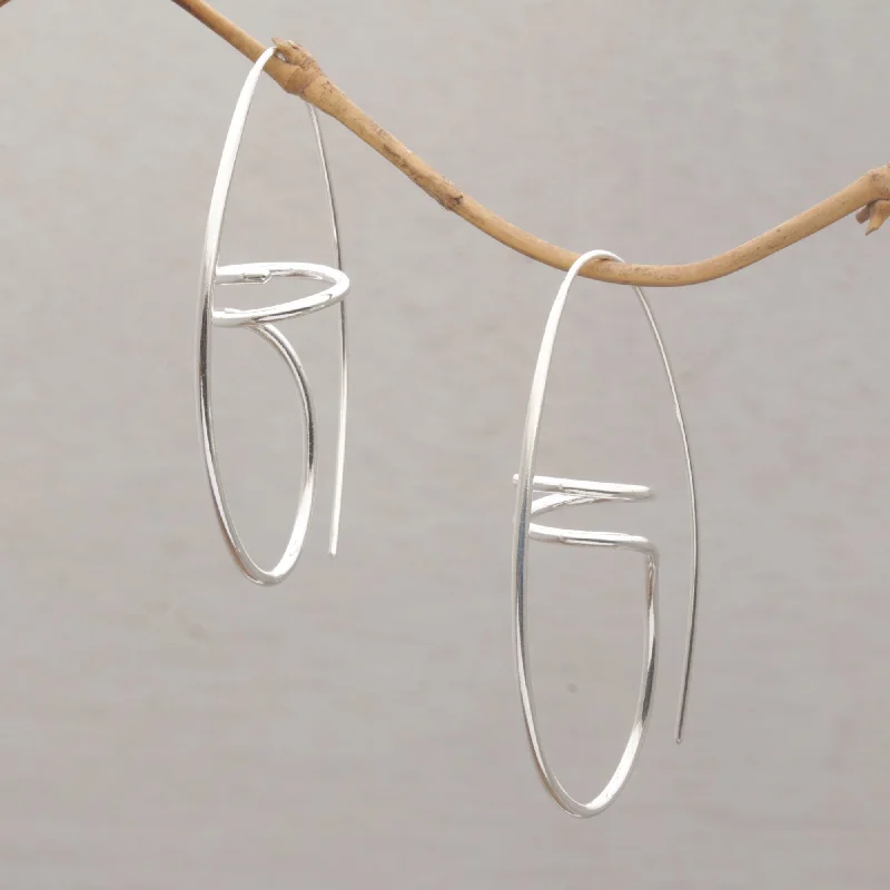 Hoop earrings with dangling charms for a playful and fun look-Dancing Spirals Sterling Half Hoop Earrings