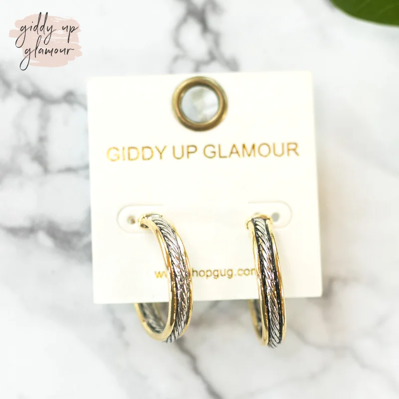 Best hoop earrings with blackened metal for an edgy and bold appearance-Two Toned Fashion Hoop Earrings