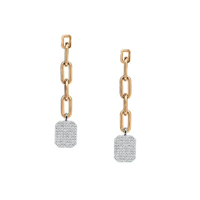 Best hoop earrings with baroque pearls for a luxurious and elegant vibe-DIAMOND DROP CHAIN LINK EARRINGS