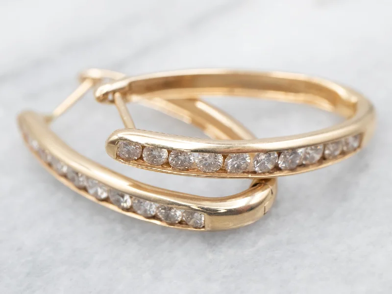 Best hoop earrings with sterling silver for an affordable and chic design-Diamond Oval Hoop Earrings in Gold