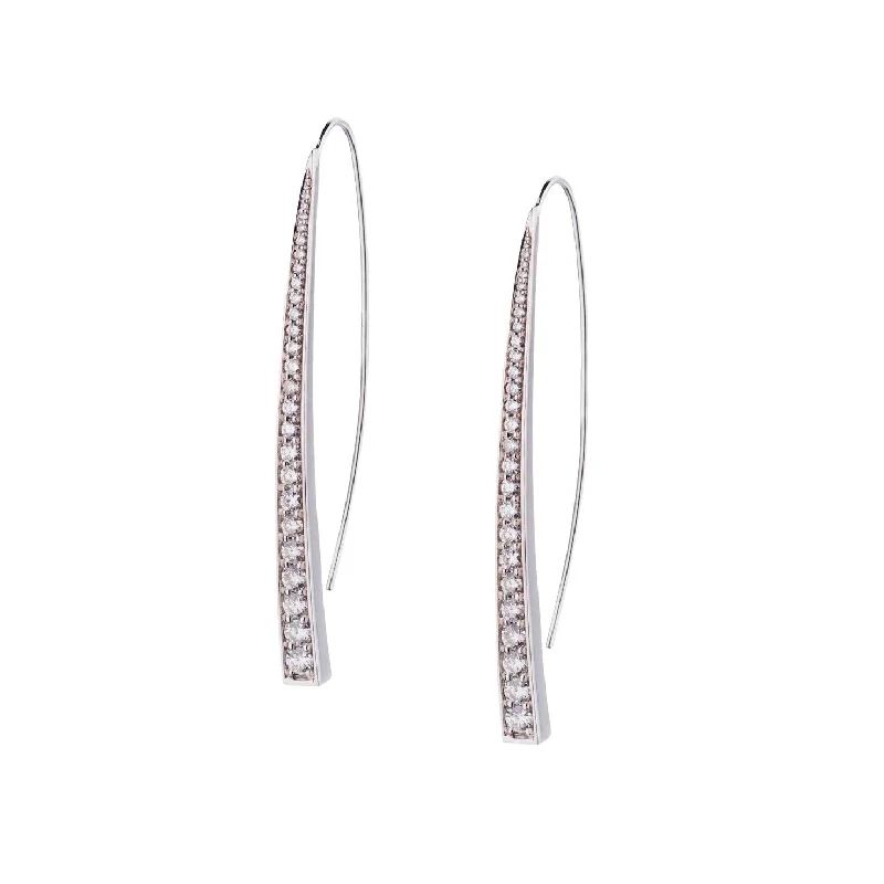 Hoop earrings with hammered textures for a boho-chic and rustic vibe-DIAMOND THREADER EARRING