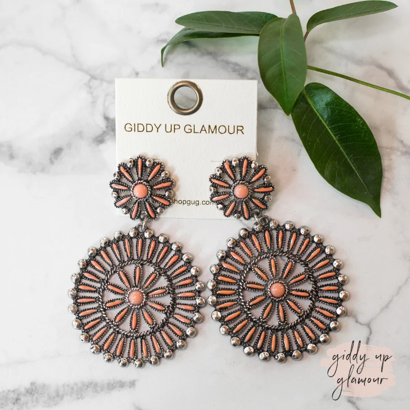 Best hoop earrings with snake-inspired designs for an edgy and fierce vibe-Double Circle Cluster Earrings in Coral