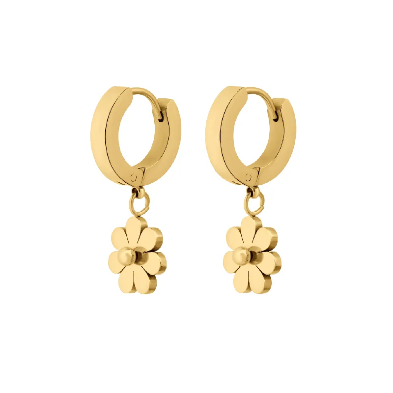 Medium hoop earrings for an everyday look with the perfect balance of style-Dripping In Daisy Hoops