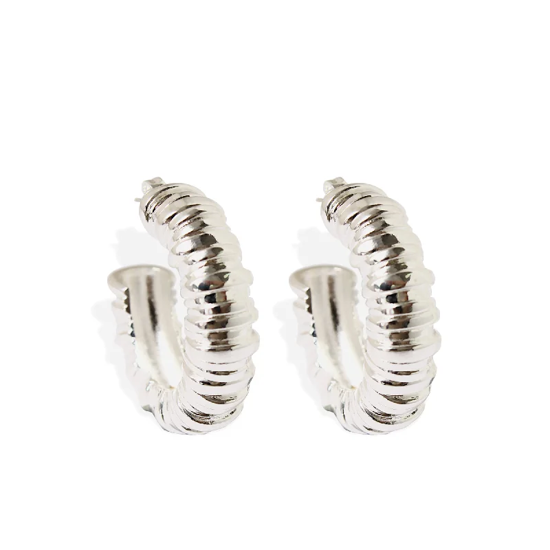 Hoop earrings with stacked layers for a bold and textured design-EASTON Earrings - Silver