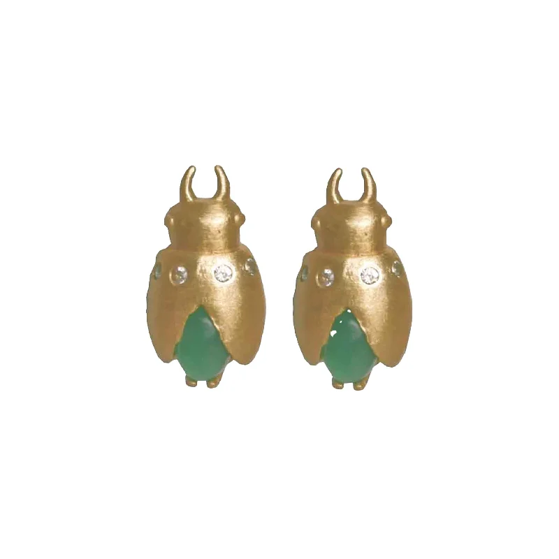 Hoop earrings with textured finishes for a vintage and classic style-Ecologica Beetle Stud Earring