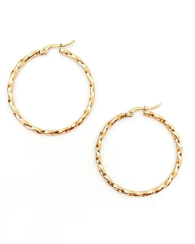 Hoop earrings with spiral designs for a dynamic and fluid look-Edgar Gold Twisted Hoop Earrings