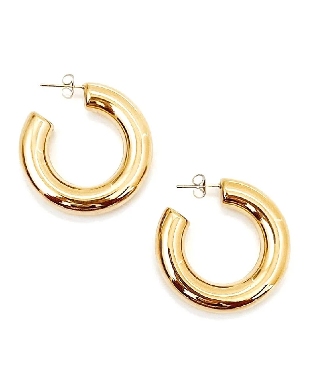 Best hoop earrings with matching bracelets for a coordinated jewelry set-Efa Gold Hoop Earrings