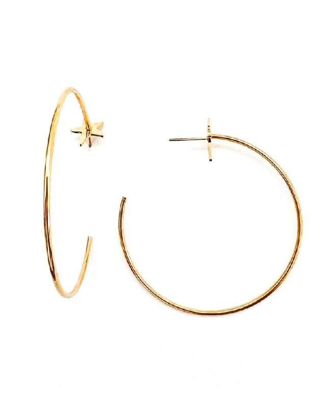 Hoop earrings with open designs for a modern, lighthearted vibe-Efrin Star Stud Hoops