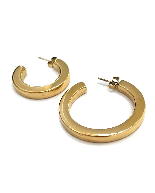 Hoop earrings with stacked layers for a bold and textured design-Eilish Everyday Gold Hoops || Choose Size