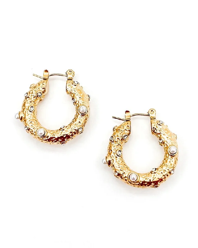 Hoop earrings with tortoiseshell designs for a chic and classic style-Eleanor French Pearl Hoop Earrings