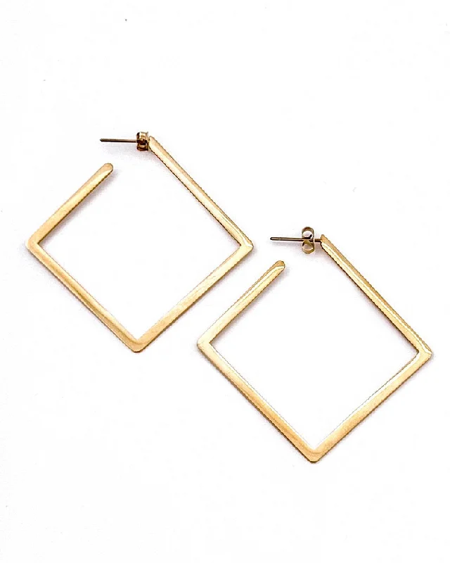 Classic hoop earrings with a thin profile for a sleek and subtle style-Eliora Gold Open Square Earrings