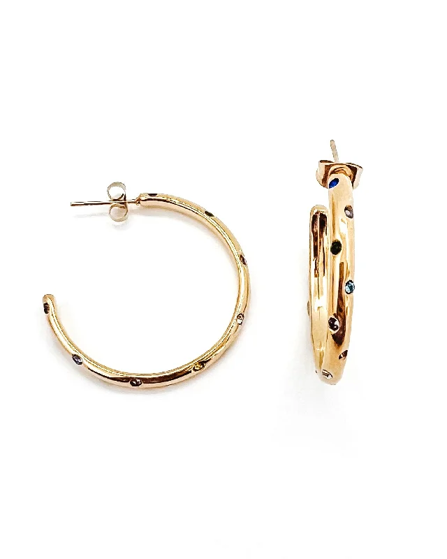 Best hoop earrings with gold-plated finishes for an affordable luxury vibe-Elisha Diamond Crystal Hoop Earrings || Choose Color