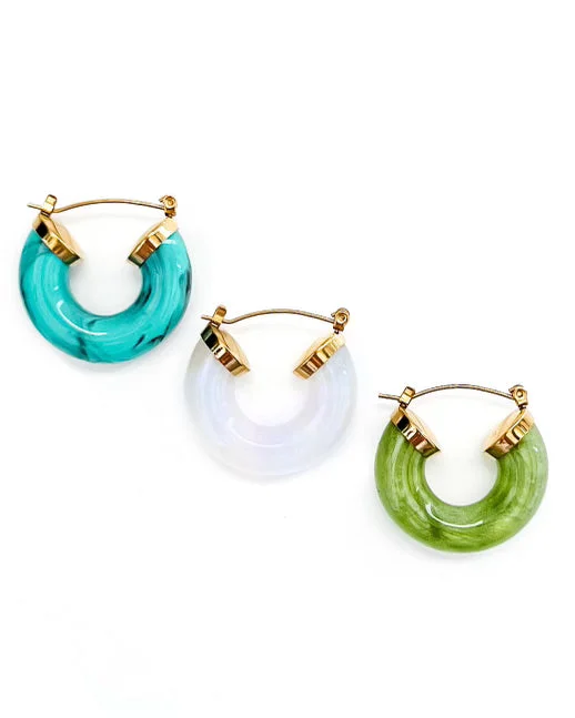 Hoop earrings with floral motifs for a feminine and nature-inspired look-Ellbelle Chunky Acrylic Earring Hoops || Choose Color