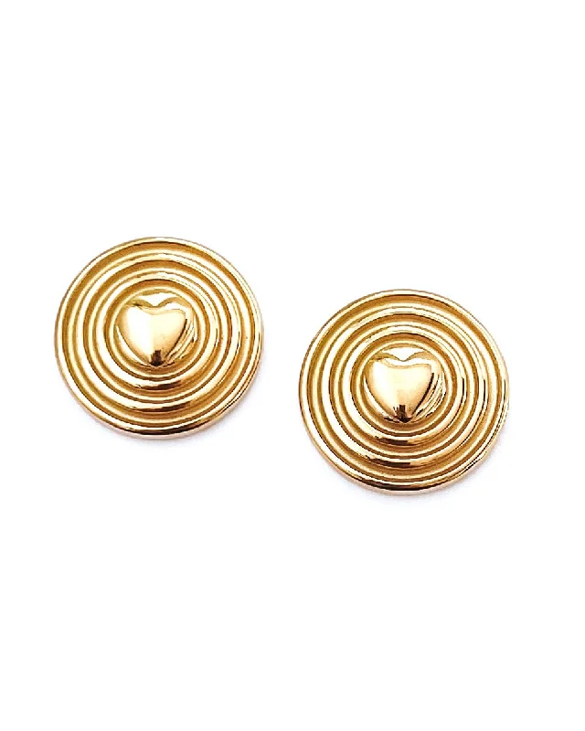 Best hoop earrings with geometric hexagon shapes for a modern, angular look-Elowen Heart Button Statement Gold Earrings