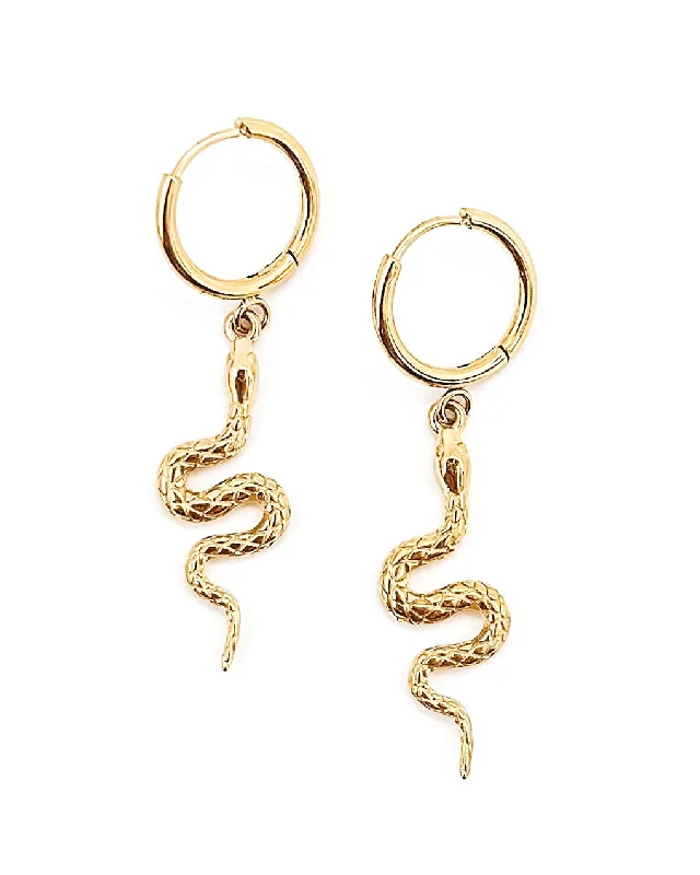 Hoop earrings with twisted metal designs for a dynamic and modern style-Emilla Snake Earrings