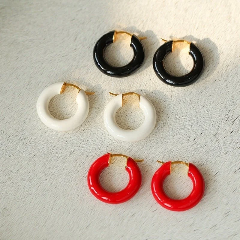 Hoop earrings with dangling charms for a playful and fun look-Enamel Glazed Hoops Earrings