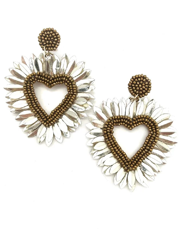 Hoop earrings with pearl accents for a chic and classic style-Enchanted Beaded Heart Earrings