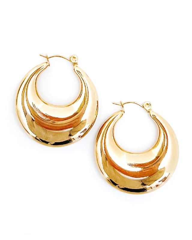 Hoop earrings with crescent moon shapes for a celestial and mystical appearance-England Gold Croissant Hoop Earrings