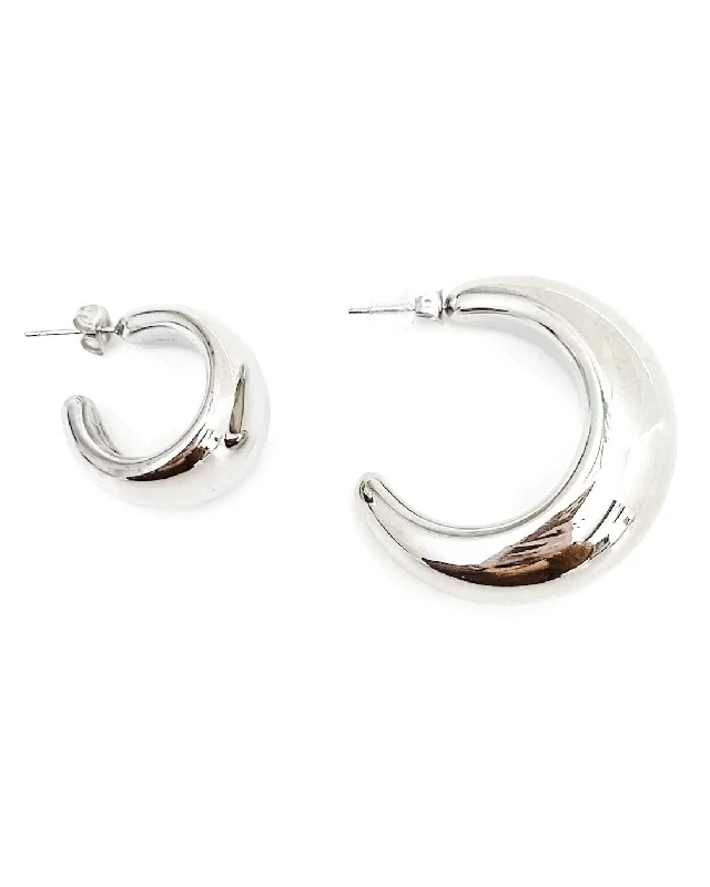 Hoop earrings with oversized pearl accents for a statement-making look-Enoch Silver Earrings || Choose Size