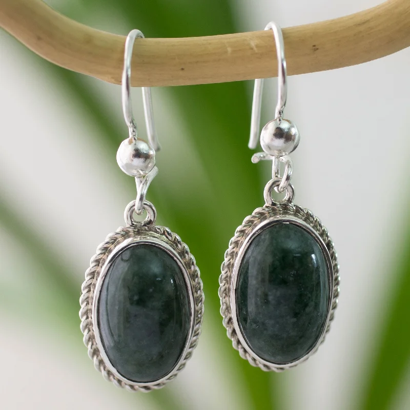 Hoop earrings with tortoiseshell designs for a chic and classic style-Eternal Love Silver & Jade Earrings