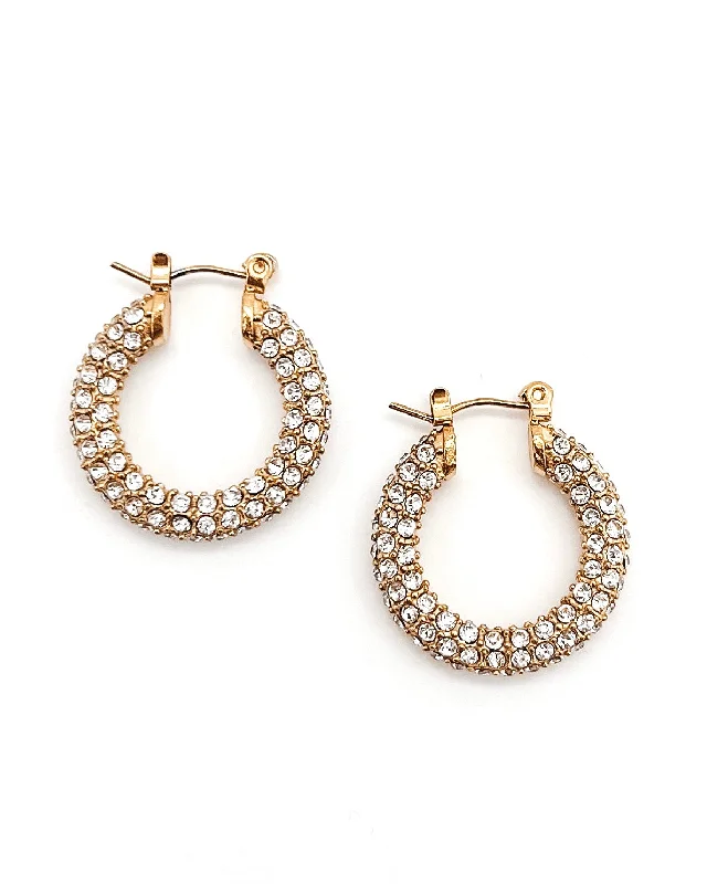 Best hoop earrings with lever-back closures for secure and easy wear-Evangeline Diamond Crystal Hoop Earrings