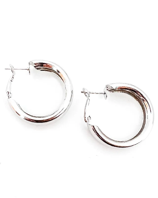 Best hoop earrings with hammered gold for a rustic yet elegant look-Everette Silver Hoop Earrings