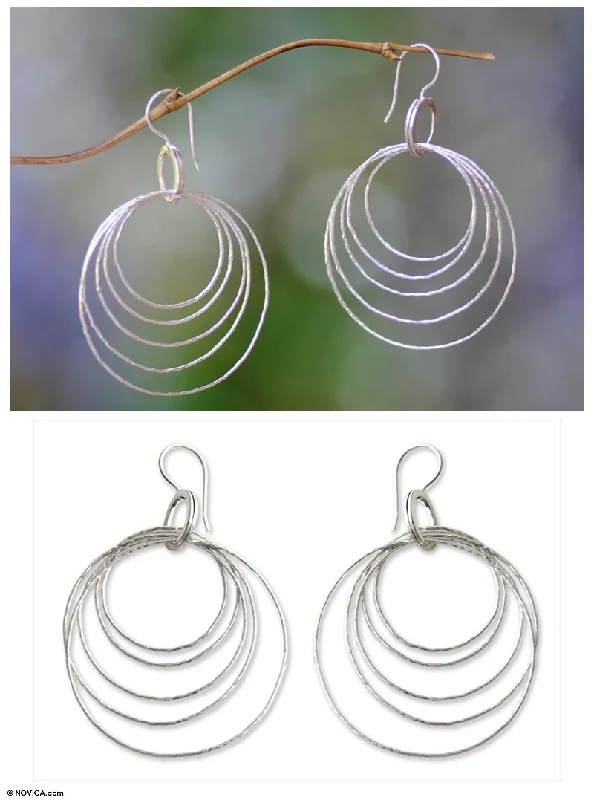 Best hoop earrings with geometric hexagon shapes for a modern, angular look-Five Orbits Sterling Silver Dangle Earrings