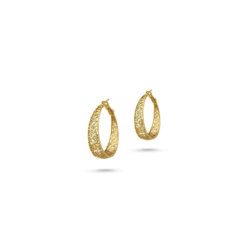 Hoop earrings with intricate designs for a unique and artistic appearance-Floral Hoop Earrings