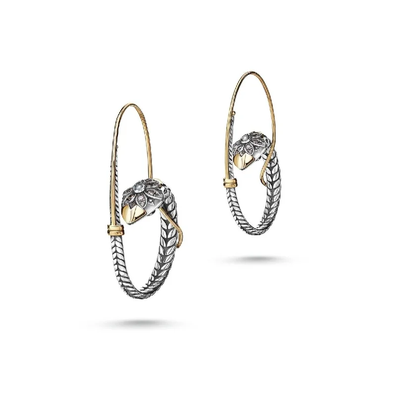 Hoop earrings with a matte finish for a sleek and sophisticated appearance-Floral Snake Hoop Earrings